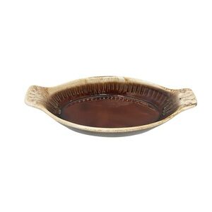 Vintage 70’s McCoy Oval Brown Drip Glaze Oven Proof Casserole Mid-Century Modern